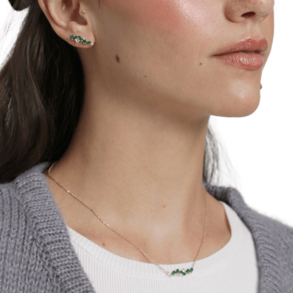Necklace & Earring set Adina Eden Green and Gold